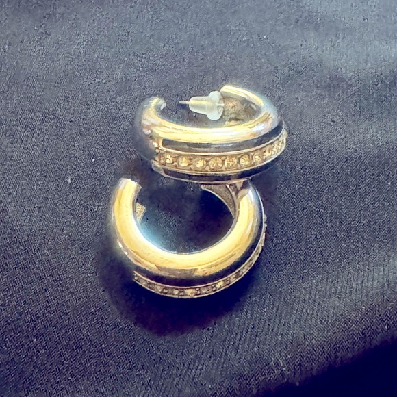 Vintage Givenchy Black and Diamonds Chunky Hoops - Picture 2 of 7